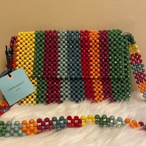 NWT Cynthia Rowley Rainbow Beaded Crossbody Retro Style 1960-70's - Rainbow